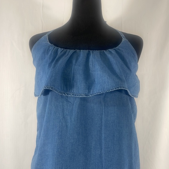 Chambray, denim, halter tie top, Blue, Small - Picture 10 of 10